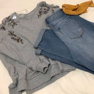 Beaded crewneck sweatshirt